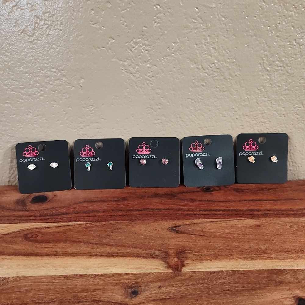 New Set of Five Paparazzi Stud Earrings